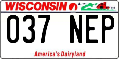 WI license plate 037NEP