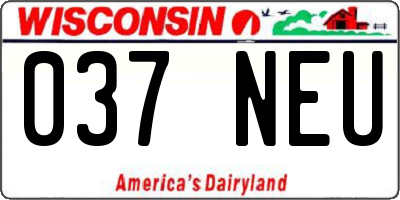 WI license plate 037NEU