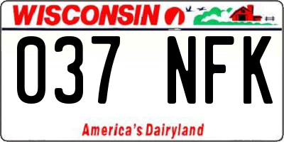 WI license plate 037NFK