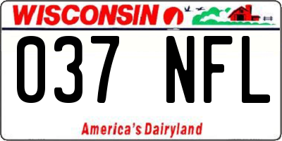 WI license plate 037NFL