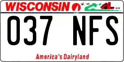 WI license plate 037NFS