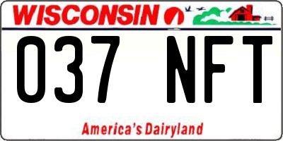 WI license plate 037NFT