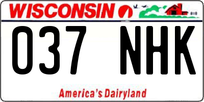 WI license plate 037NHK