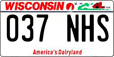 WI license plate 037NHS