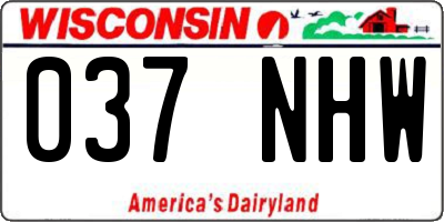 WI license plate 037NHW