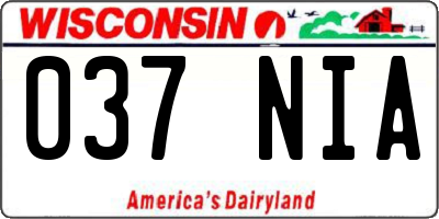 WI license plate 037NIA