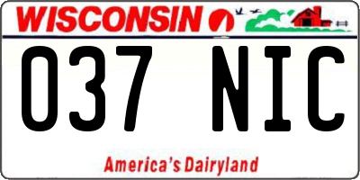 WI license plate 037NIC