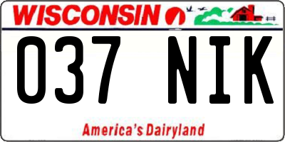 WI license plate 037NIK