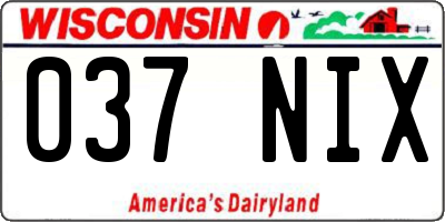 WI license plate 037NIX