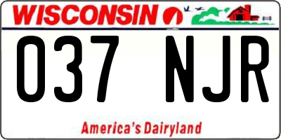 WI license plate 037NJR