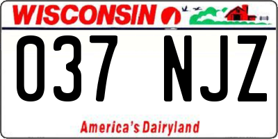 WI license plate 037NJZ