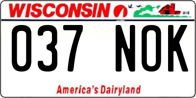 WI license plate 037NOK