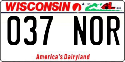 WI license plate 037NOR