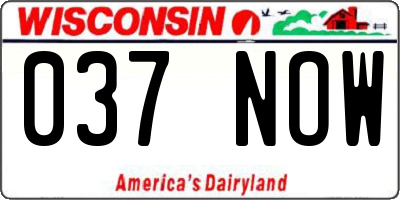 WI license plate 037NOW