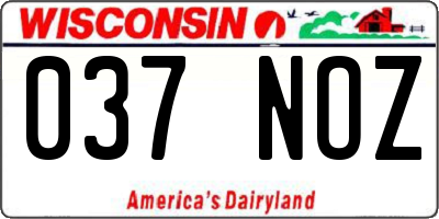 WI license plate 037NOZ