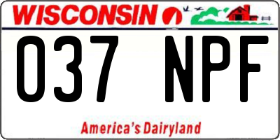 WI license plate 037NPF
