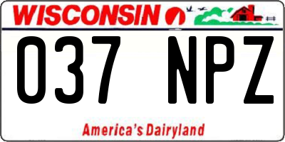 WI license plate 037NPZ