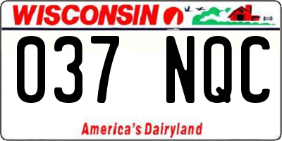 WI license plate 037NQC