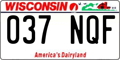 WI license plate 037NQF