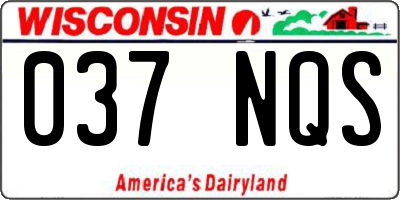 WI license plate 037NQS