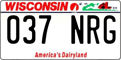 WI license plate 037NRG