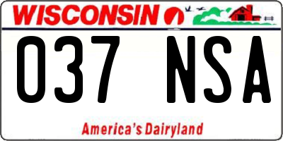 WI license plate 037NSA