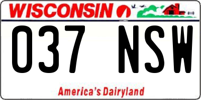 WI license plate 037NSW