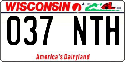 WI license plate 037NTH
