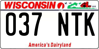 WI license plate 037NTK