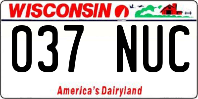 WI license plate 037NUC