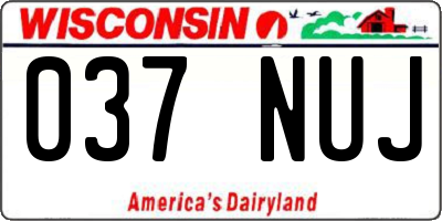 WI license plate 037NUJ