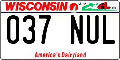 WI license plate 037NUL