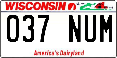 WI license plate 037NUM