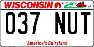 WI license plate 037NUT