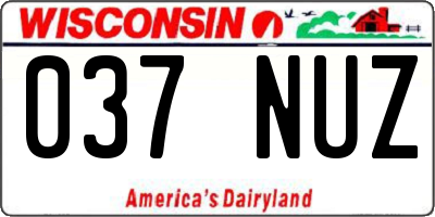 WI license plate 037NUZ