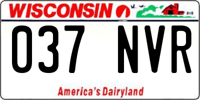 WI license plate 037NVR