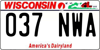 WI license plate 037NWA