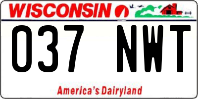 WI license plate 037NWT