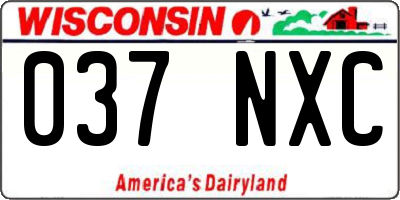 WI license plate 037NXC