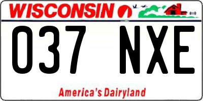 WI license plate 037NXE
