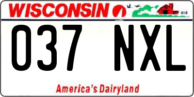 WI license plate 037NXL