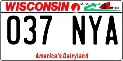 WI license plate 037NYA