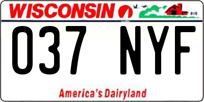 WI license plate 037NYF
