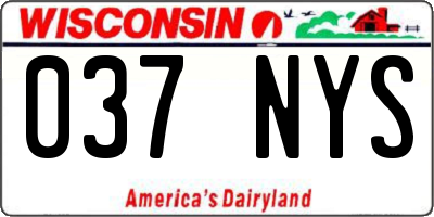 WI license plate 037NYS