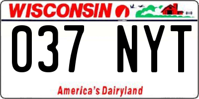 WI license plate 037NYT
