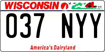 WI license plate 037NYY