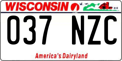 WI license plate 037NZC