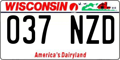 WI license plate 037NZD
