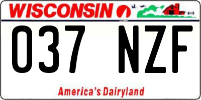 WI license plate 037NZF