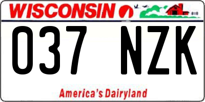 WI license plate 037NZK